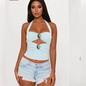 BNWT  Light Blue Halter Top Fashion Nova